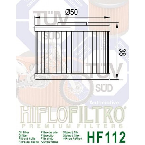 FILTRE A HUILE POUR QUAD - HIFLOFILTRO HF 112