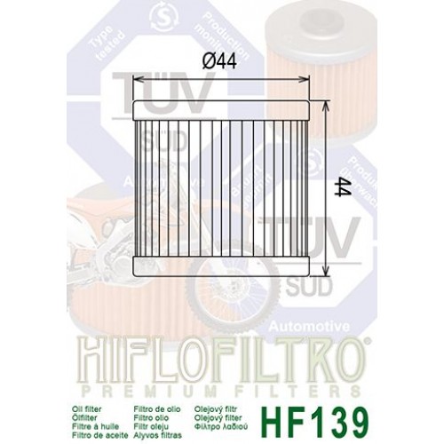 FILTRE A HUILE POUR QUAD - HIFLOFILTRO HF139
