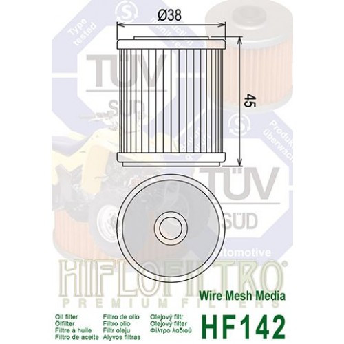 FILTRE A HUILE POUR QUAD - HIFLOFILTRO HF142