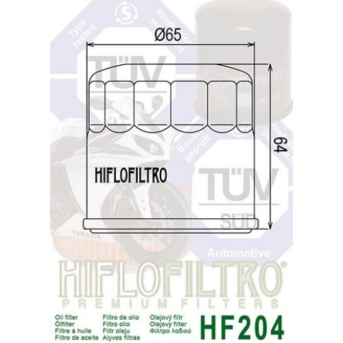 FILTRE A HUILE POUR QUAD - HIFLOFILTRO HF 204