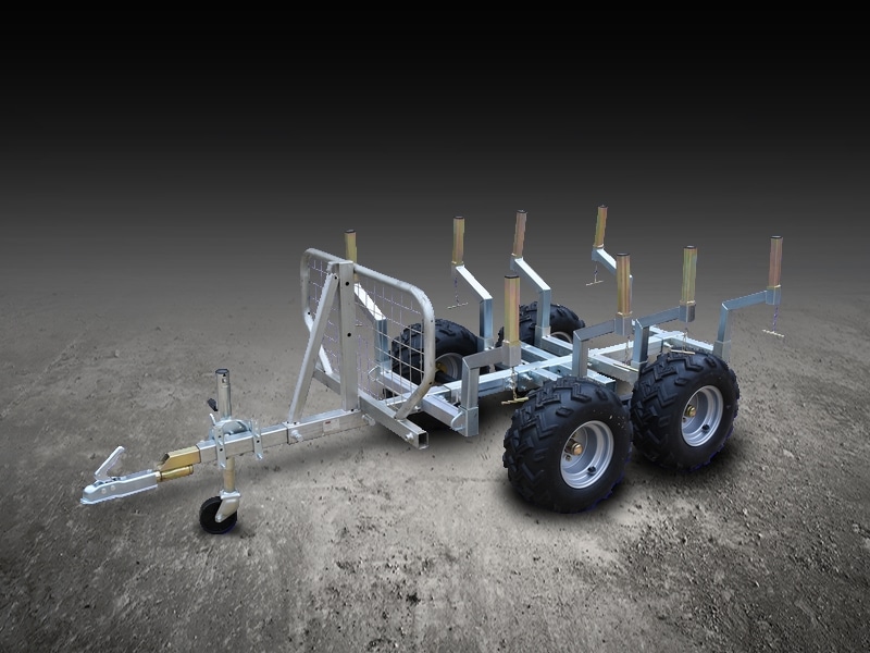Remorque hydraulique pour quad, capacité de charge de 1 000 kg.