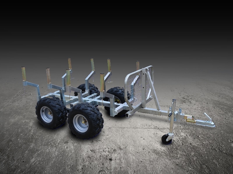 Remorque hydraulique pour quad, capacité de charge de 1 000 kg.