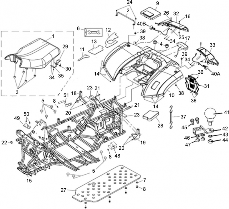 CARROSSERIE ARRIERE / CHASSIS / SELLE / DECO