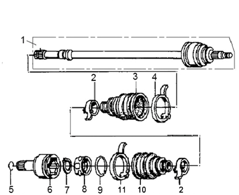 CARDAN DE ROUE 1 CANNELURES