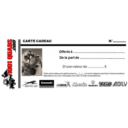 CARTE CADEAU 1001QUADS.COM 200€