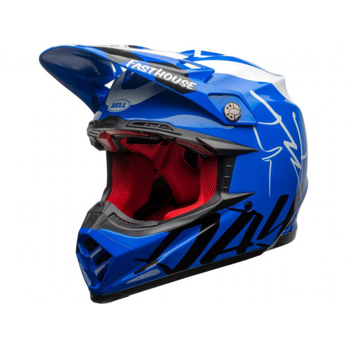 Casque BELL Moto-9 Flex Fasthouse DID 20 Gloss Bleu/Blanc Edition limitée